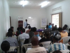 Health professionals during the pre-testing of a training manual for human rights