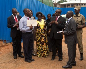 His Lordship Benjamin Kabiito makes an observation during the locus visit