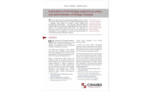Implications of the Mulago judgment on policy and administration of Mulago Hospital