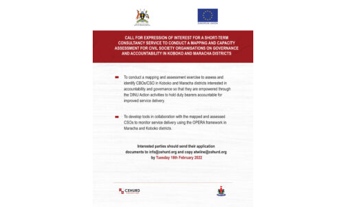 Call For Expression Of Interest For A Short-Term Consultancy Service To Conduct A Mapping And Capacity Assessment For Civil Society Organizations On Governance And Accountability In Koboko And Maracha Districts