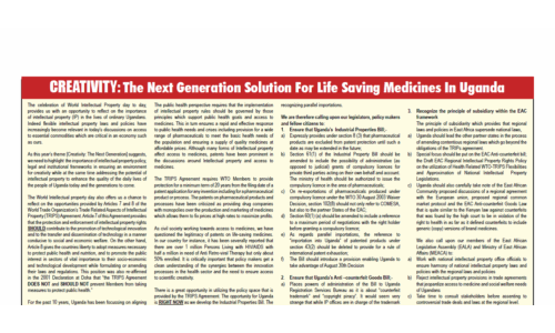 CREATIVITY: The Next Generation Solution For Life Saving Medicines In Uganda