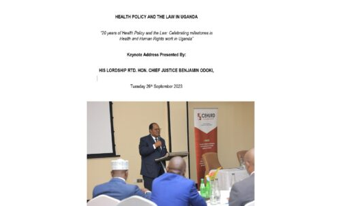 Keynote Address; Celebrating milestones in Health and Human Rights' work in Uganda