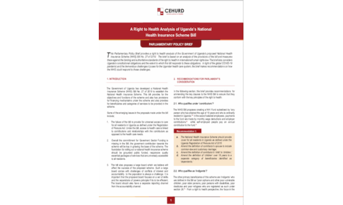 Parliamentary Policy Brief: A Right to Health Analysis of Uganda's National Health Insurance Scheme Bill
