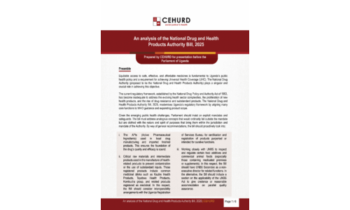 CEHURD’s Analysis of the National Drug and Health Products Authority Bill, 2025