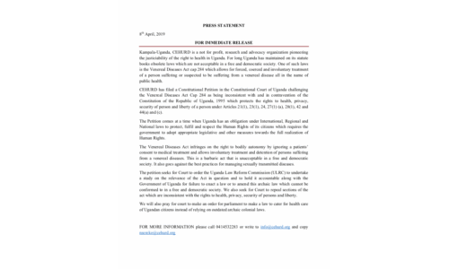 Press Statement: Challenging the Venereal Diseases Act Cap 284